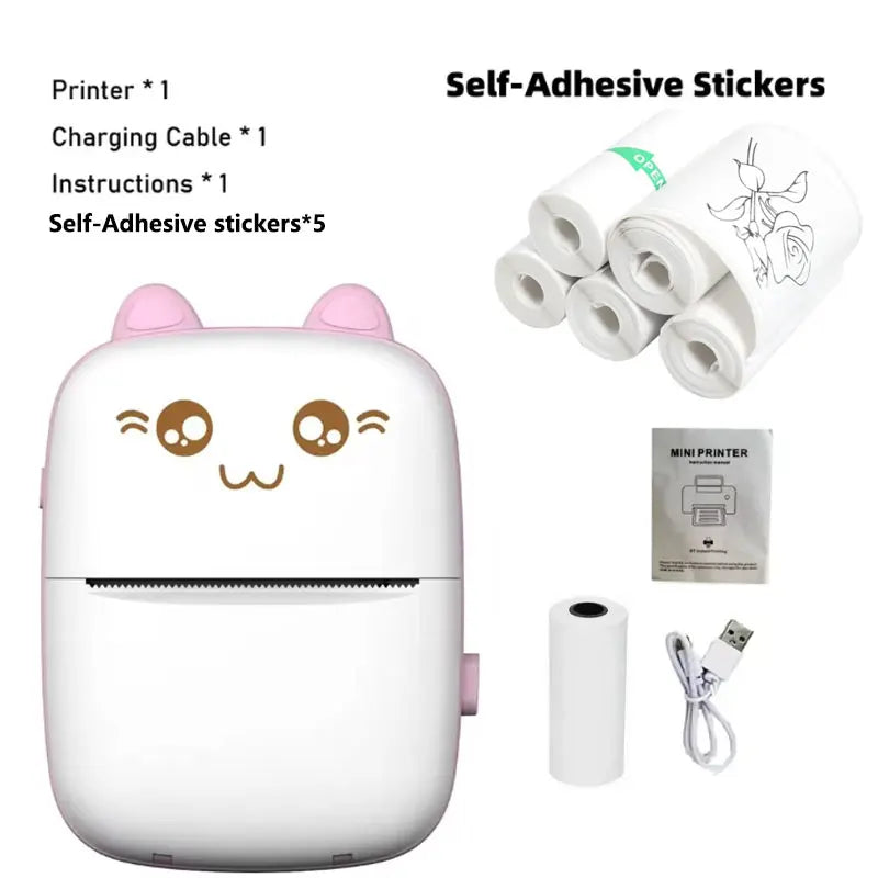 Portable thermal mini printer photo pocket thermal label print 58mm printing wireless Bluetooth Android iOS print sticker paper
