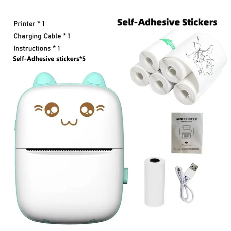 Portable thermal mini printer photo pocket thermal label print 58mm printing wireless Bluetooth Android iOS print sticker paper