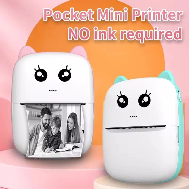 Portable thermal mini printer photo pocket thermal label print 58mm printing wireless Bluetooth Android iOS print sticker paper