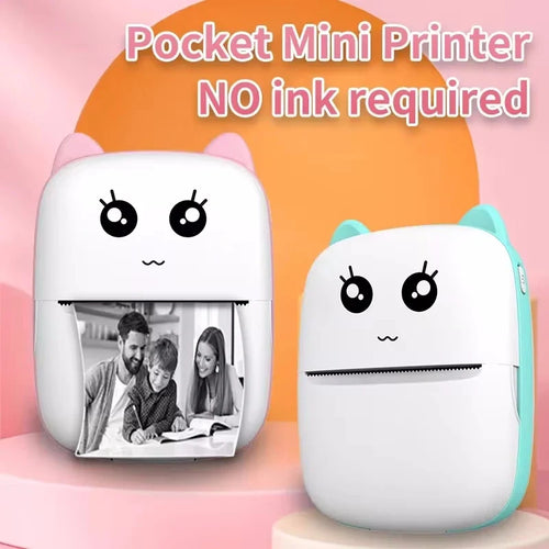 Portable thermal mini printer photo pocket thermal label print 58mm printing wireless Bluetooth Android iOS print sticker paper